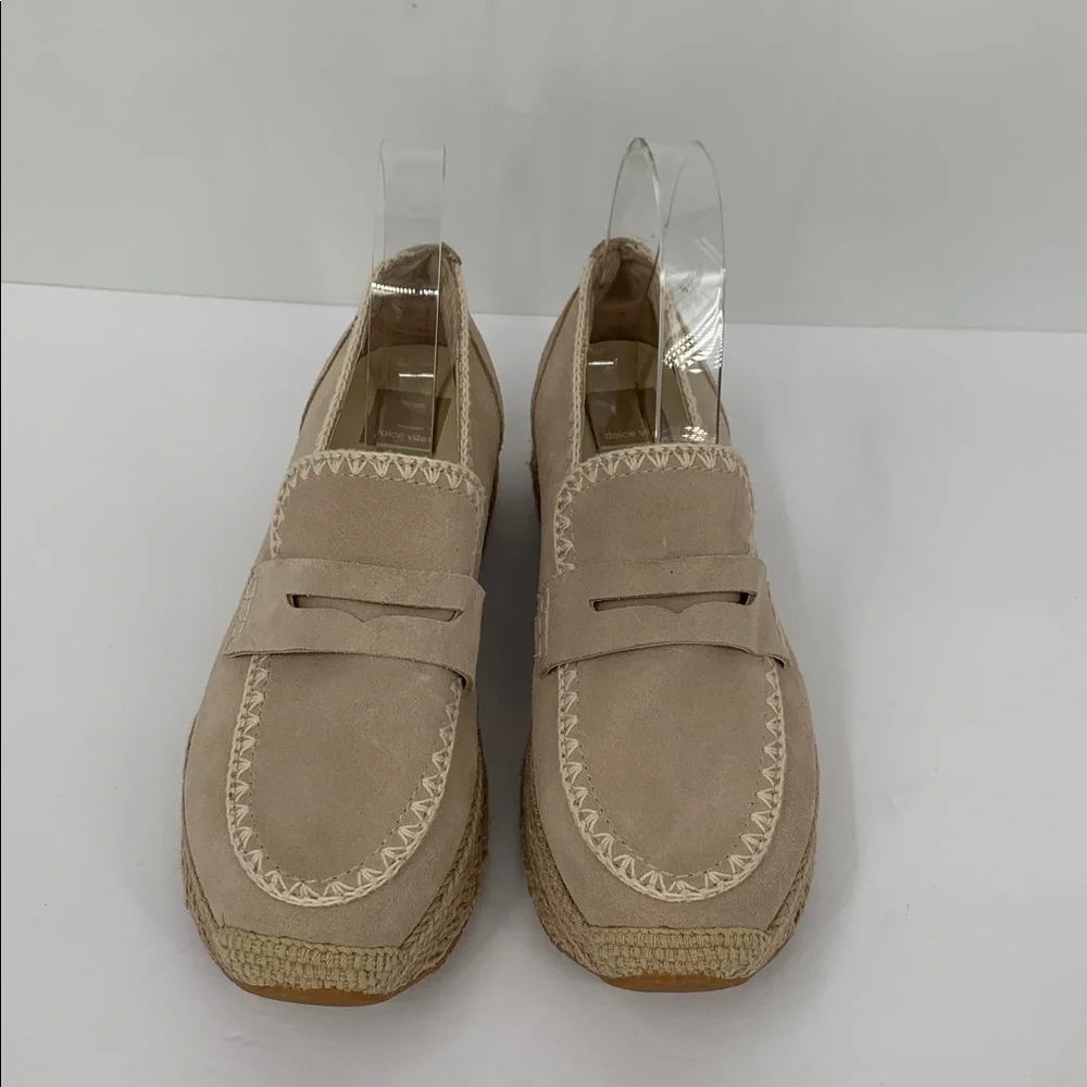 Dolce Vita Jaila espadrille suede leather shoe platform tan suede sneaker new 9